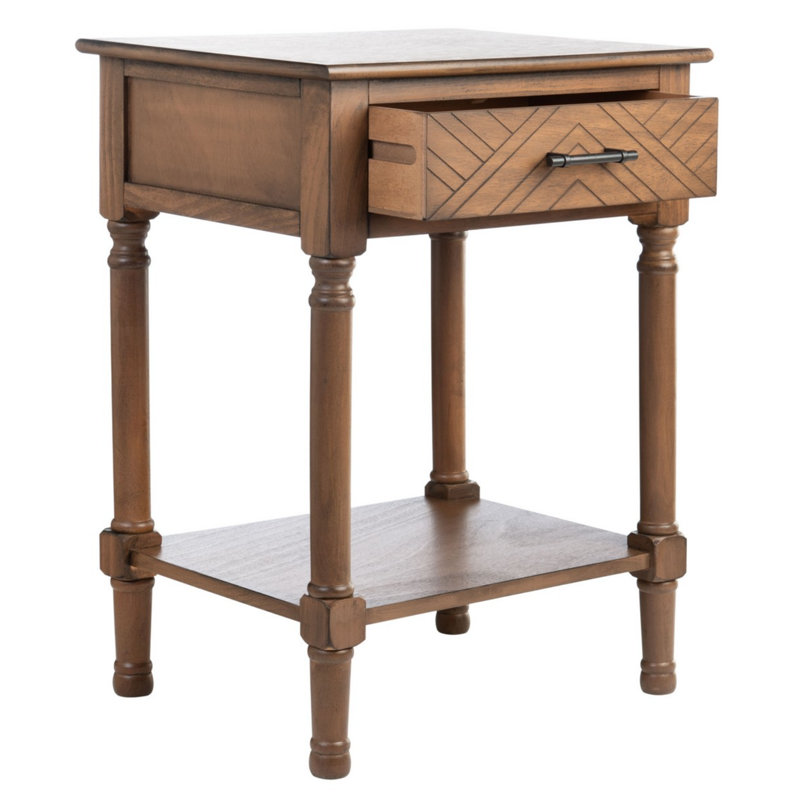 Table de bout à 1 tiroir avec rangement Raine, Marron