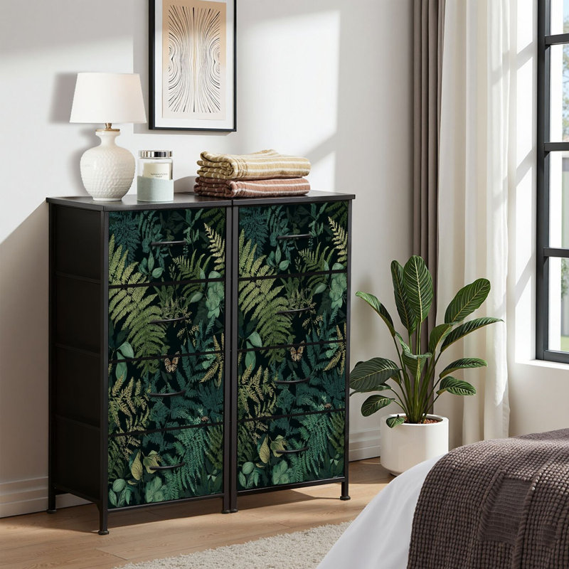Commode 4 tiroirs pour chambre à coucher, commode étroite, plateau en bois et structure en fer de travail 18 po x 37,5 po - (l x H)