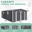 Abri de voiture robuste 14 x 24 pi, abri de voiture en acier galvanisé, remise de rangement fermée pour voitures et camions, gris-123165454