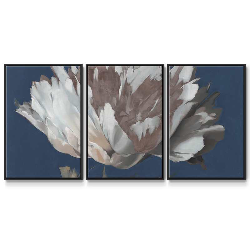 Pivoine blanche 3 pièces, H 36 po x l 75 po x P 2 po, Noir