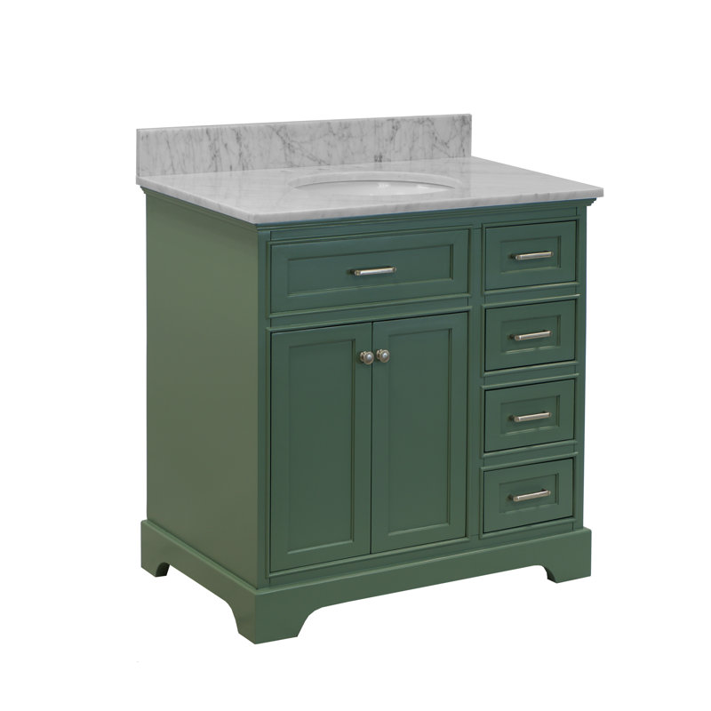 Ensemble de meuble-lavabo simple 36 po Ronnie, Marbre de Carrare, Vert sauge
