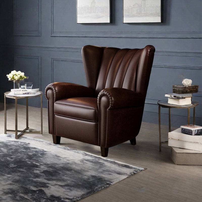 Fauteuil inclinable ergonomique moderne à haute élasticité en éponge, Similicuir brun foncé