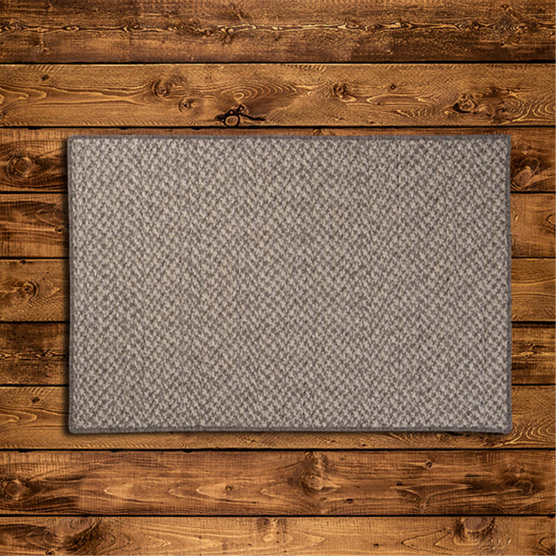 Tapis gris en fibres naturelles tissé à la main Houndstooth, Rectangle 4 pi x 6 pi