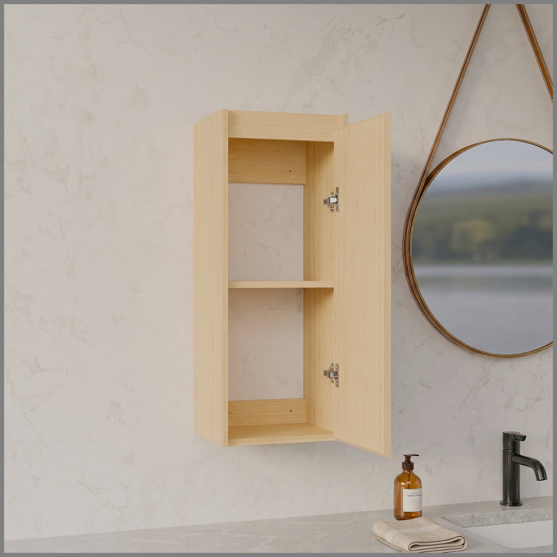 Armoire murale en bambou à grande capacité, de conception rustique avec rangement spacieux pour les salles de bain modernes