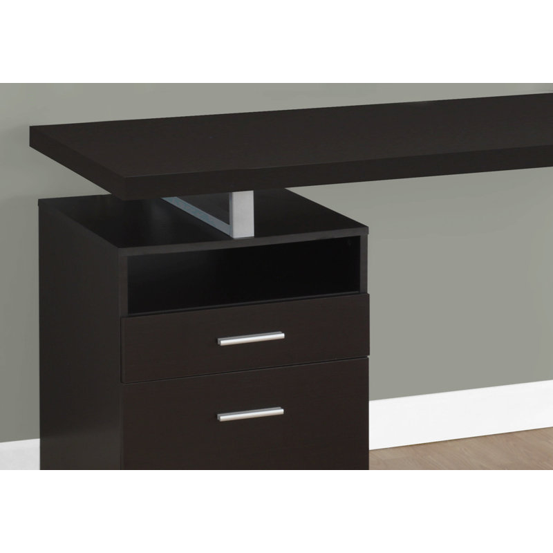 Bureau d'ordinateur, bureau personnel, ordinateur portable, installation à gauche, à droite, tiroirs de rangement, L 60 po, stratifié de travail, métal, contemporain, moderne
