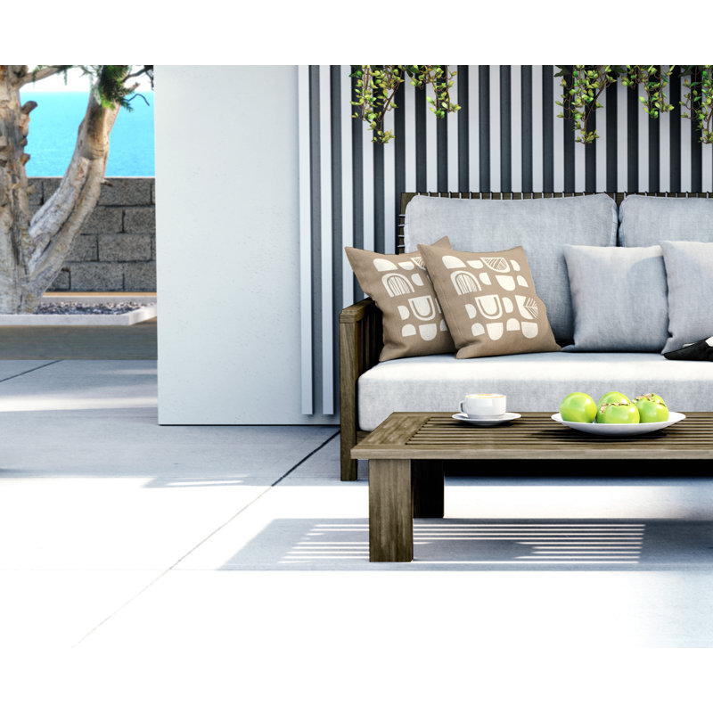 Jeté carré en polyester intérieur / extérieur, Beige, L 17 po x H 17 po