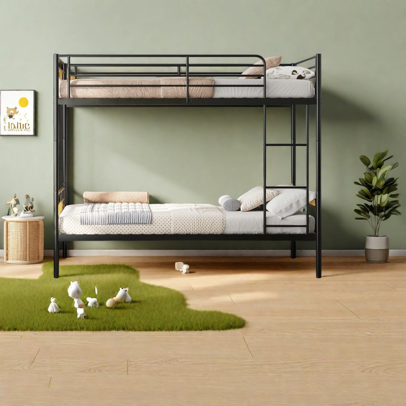 Lit superposé en métal peu encombrant, conception moderne, taille simple pour la maison