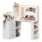 Vanity Desk with Mirror and Lights, Corner Makeup Table with 3 Color Lighting, with Power Strip