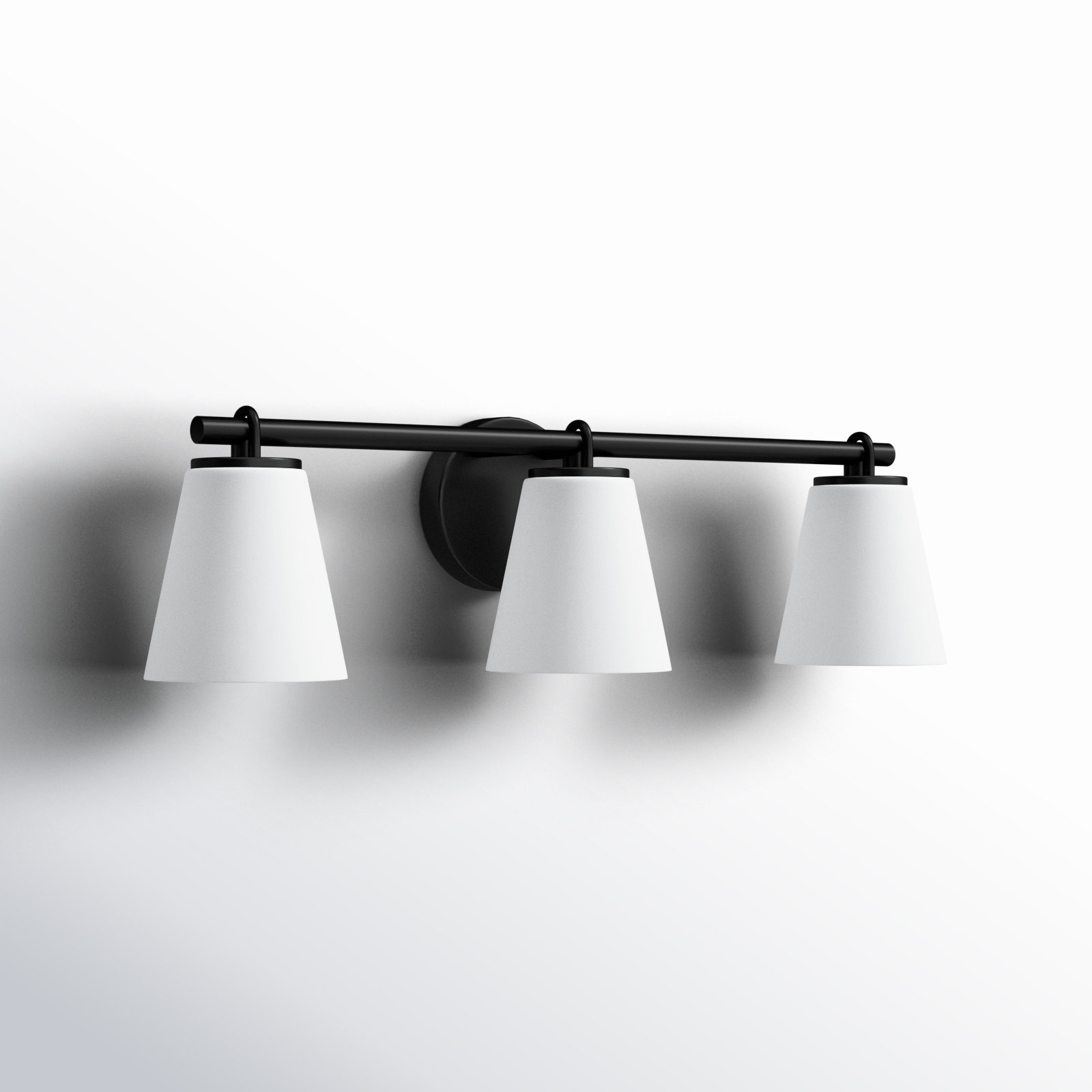 Kenn 3 Light Frosted Dimmable Vanity Light, Matte Black