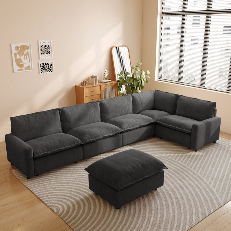 6-Piece Sectional Sofa Set With 3-Proof Fabric, Power Recliner, Heated Seat & Ottoman, Gray