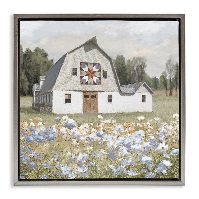  "Meadow View & Barn", art mural encadré par Amber Sterling, Cadre flottant gris lustré, H 18 po x l 18 po