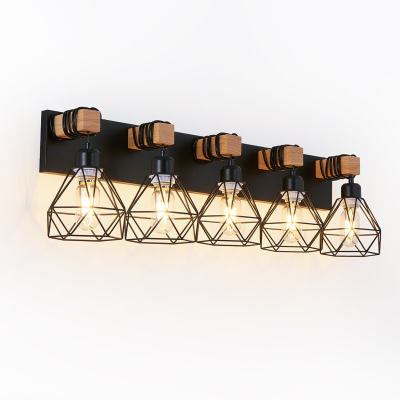 Luminaire de meuble-lavabo géométrique Habitatindustrial, 5 lumières, H 7,30 po x l 31,10 po x P 4,70 po