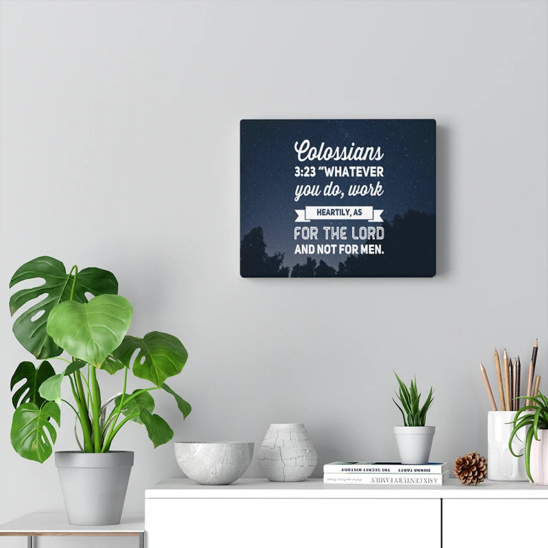 For the Lord Colossians 3:23 1 Piece Wrapped Canvas Wall Art, 28cm H x 36cm W