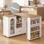 67.7" Rolling Kitchen Island With 360° Swivel Extendable Table, Mobile Kitchen Cart On Wheels With Storage Cabinet, Drawers & Spice Rack