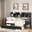 Lit de jour moderne avec tablettes de rangement et 2 tiroirs-2084489842