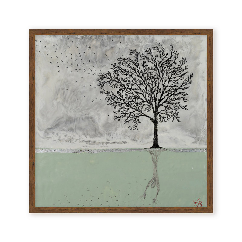 Nature Inspired "Tree of Solitude" Canvas Wall Art By , 12" H x 12" W, Framed Print, Black