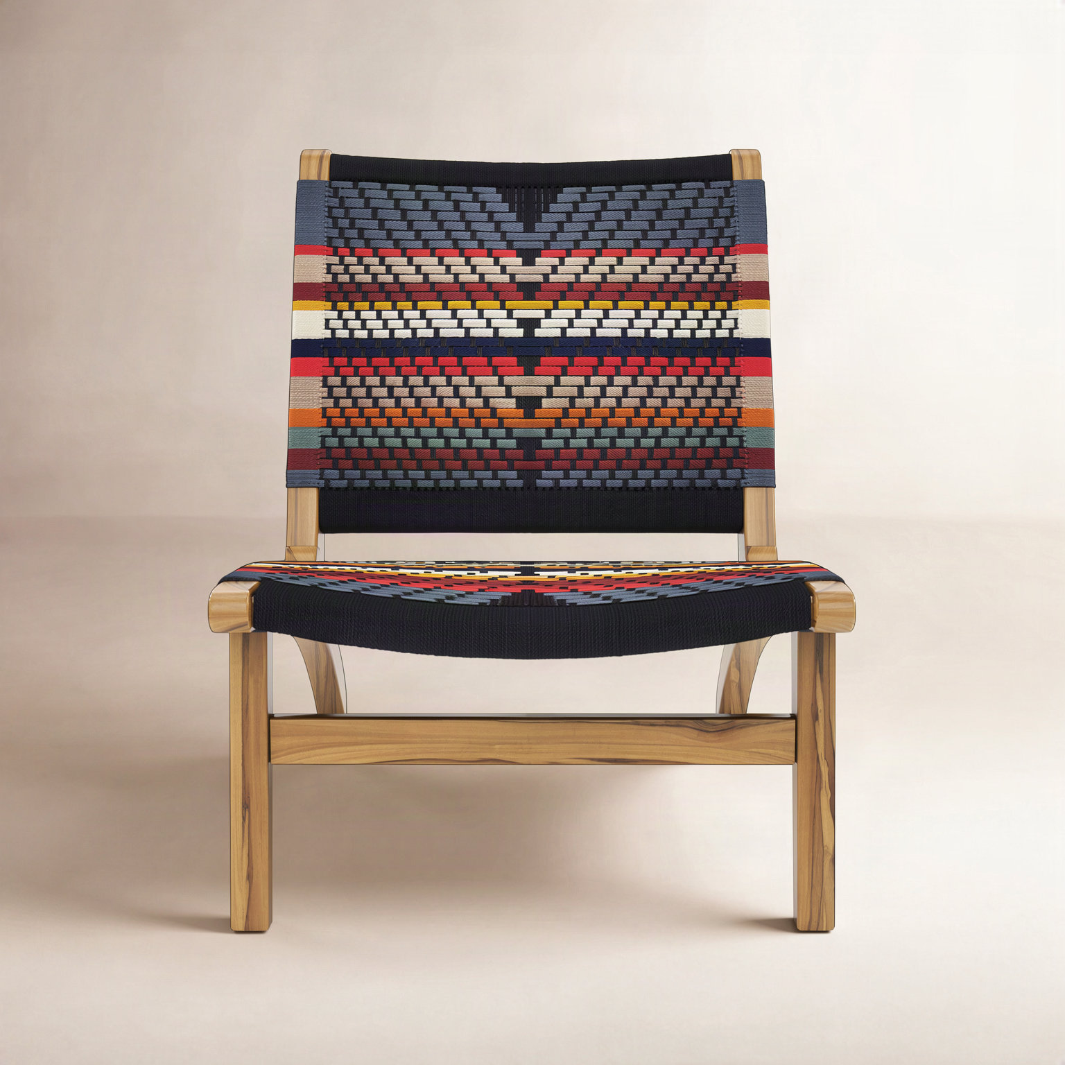 Masaya Upholstered Accent Chair, Teak, San Geronimo Pattern