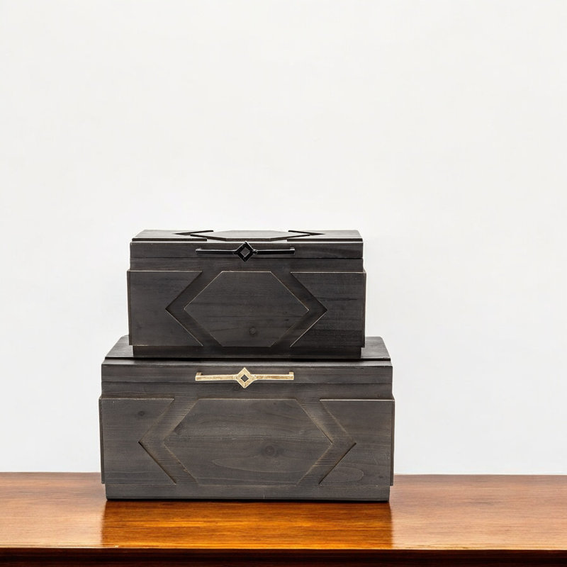 2 Piece Wooden Decorative Box Set
