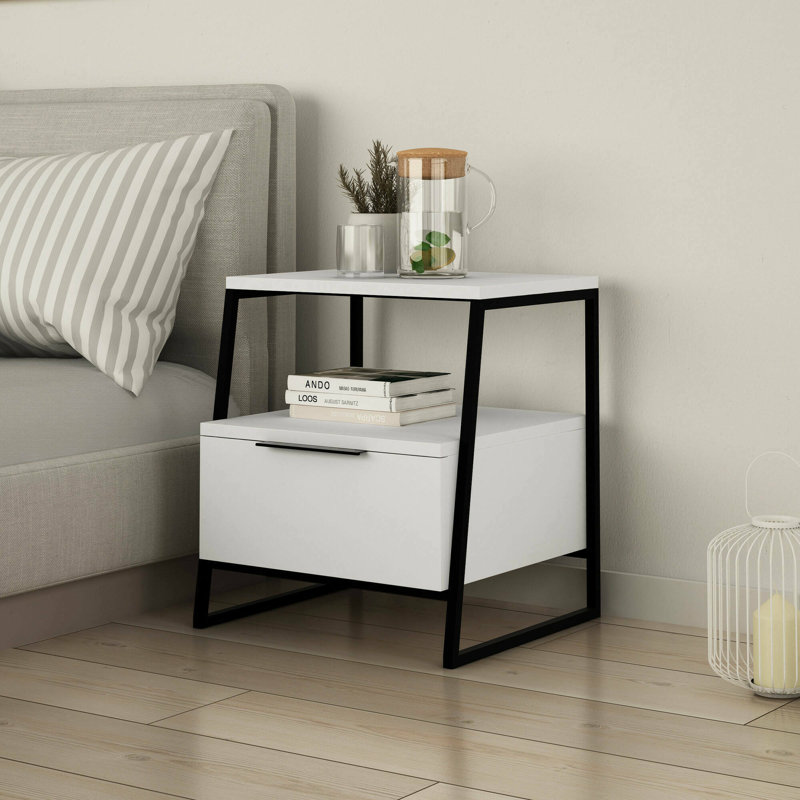 Aires Bedside Table, White