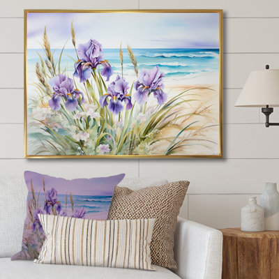 «Mauve iris sur la plage II», reproduction d'art sur toile
