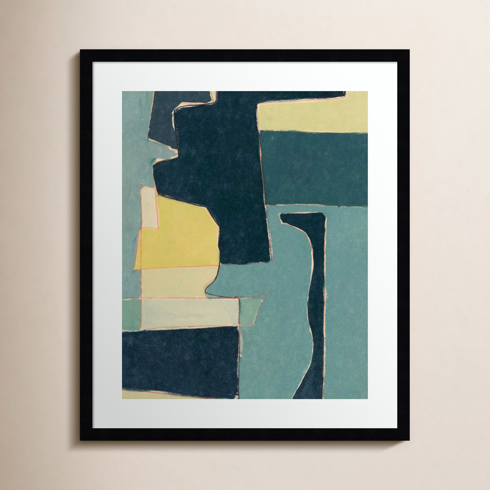 Blue Note II Painting by Rob Delamater, Black, 25" H x 21" W x 1" D