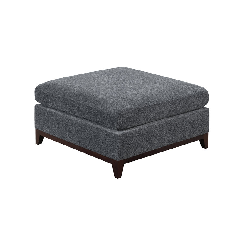 Sadet Collection: 36.5" Wide Square Standard Ottoman, Ash Gray Chenille
