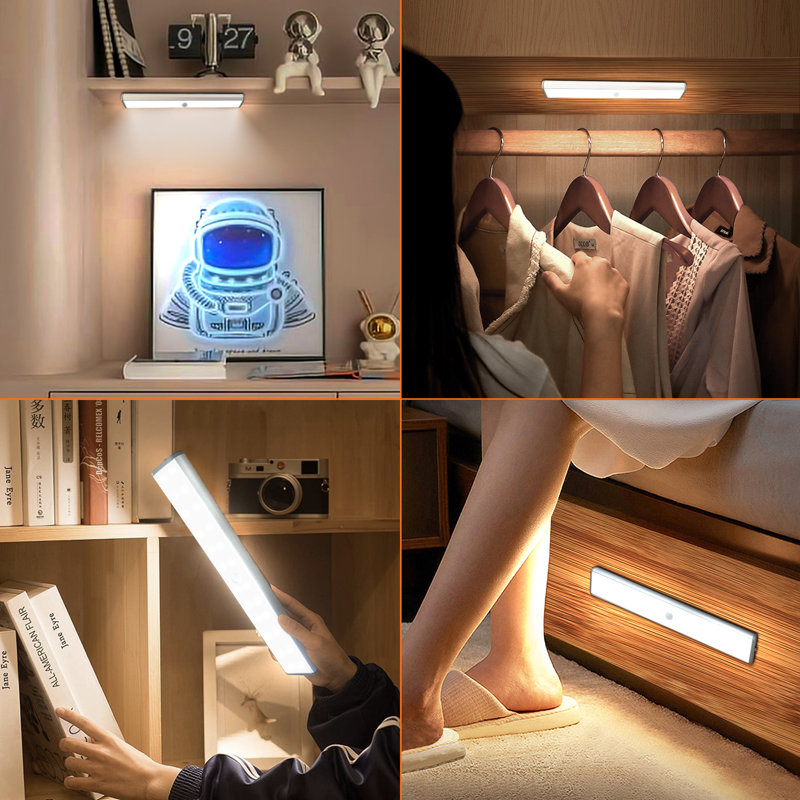 Éclairage de placard rechargeable sans fil LELEDT 10 pouces, 24 DEL