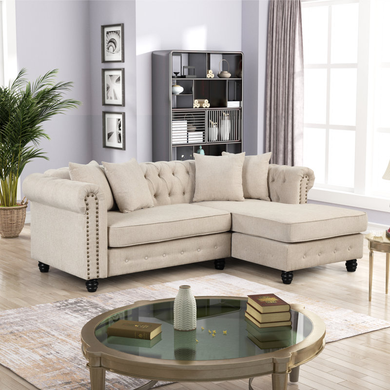 Canapé modulaire en L Perry, Beige