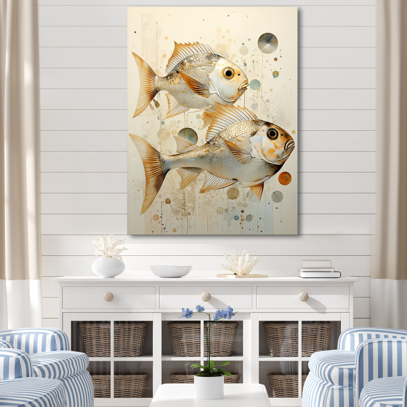 " Fish Harmony ", 40" H x 30" W x 1.5" D, Wrapped Canvas