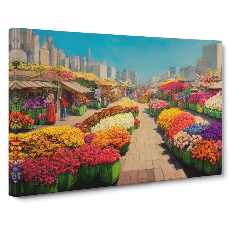 Delightful Flower Market - Wrapped Canvas Print, 35cm H x 50cm W x 3cm D