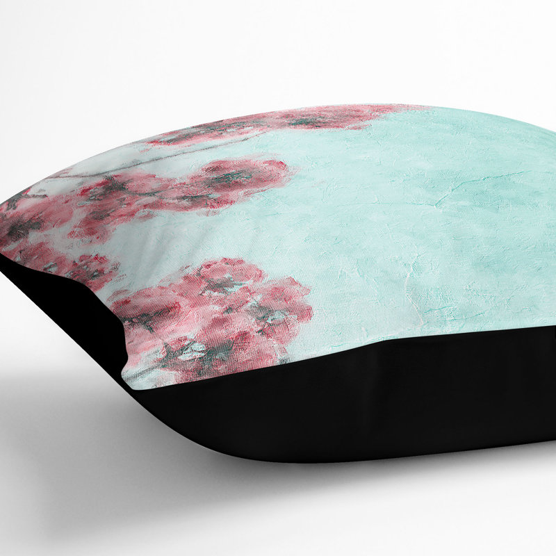 Floral Square Throw Cushion, Black, 40cm H x 40cm W x 15cm D