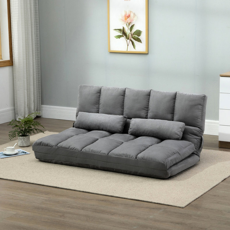 Chaise de lit convertible convertible - Canapé pliant gris, dossier réglable et 2 coussins, peu encombrant, construction convertible et construction
