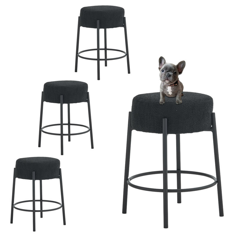 Tabourets de bar rembourrés 24 po Modern, Grey/Black