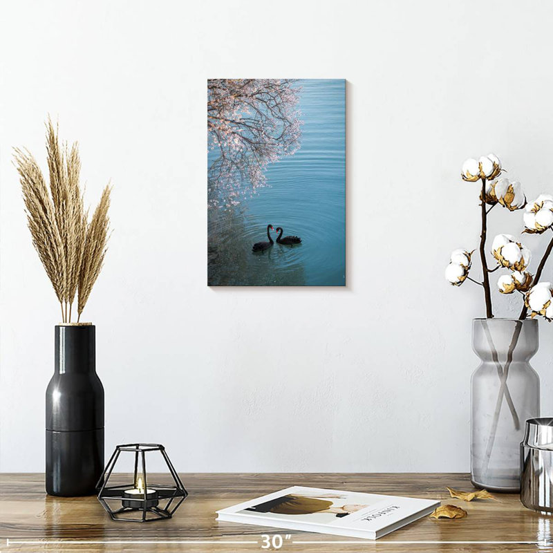Brampt Black Swans Sakura, 12" H x 8" W