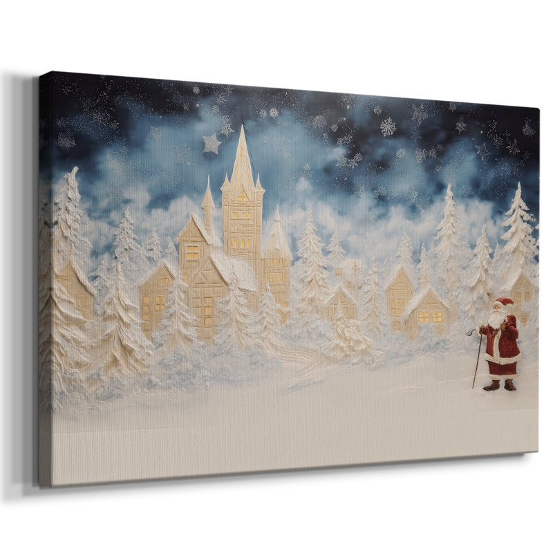 Bonhomme de neige enneigé - Toile tendue avec châssis de qualité supérieure, H 18 po x l 12 po