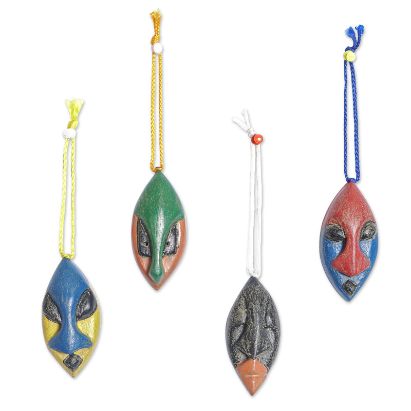 Novica Handmade Okwonko Wood Ornaments