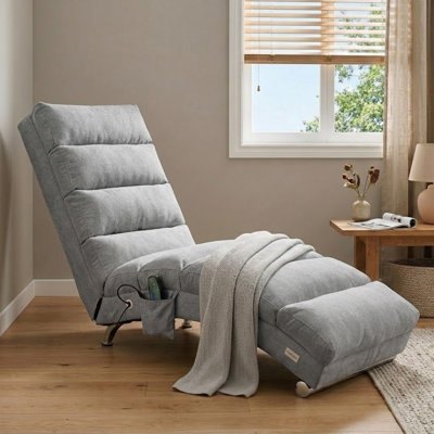 Jameer Simple and comfortable Upholstered Chaise Lounge with metal legs and storage pockets for bedrooms and living rooms