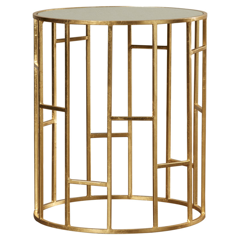 Oxendine Mirrored Glass Top End Table, Gold