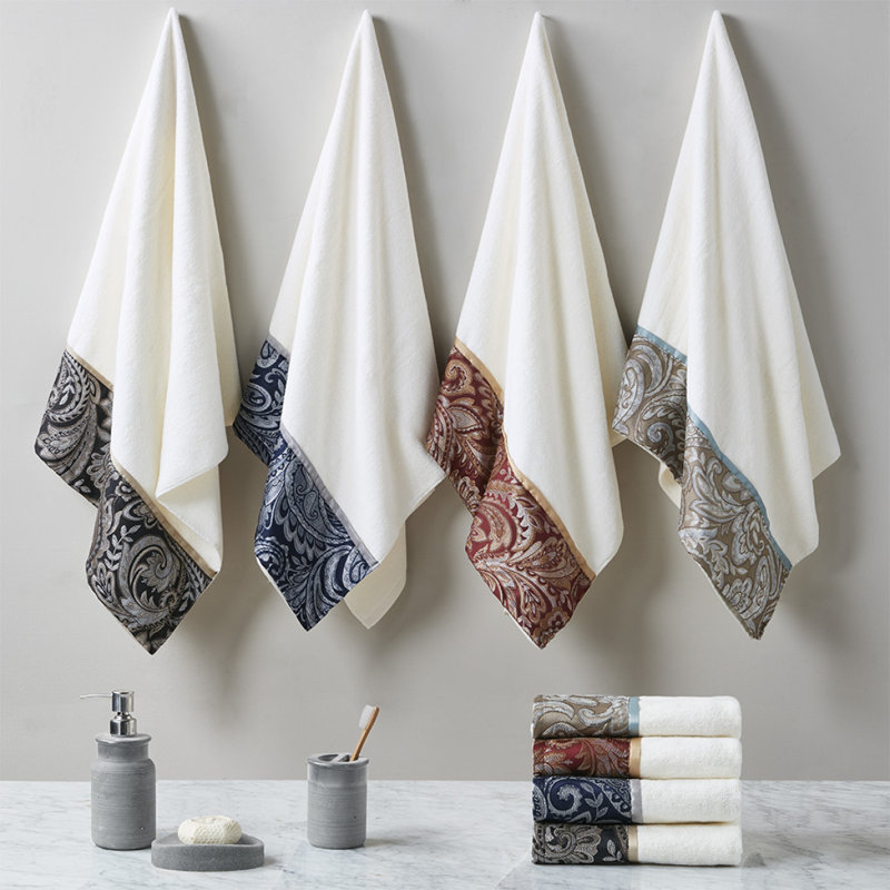 Ensemble de 6 serviettes jacquard, White+Brown