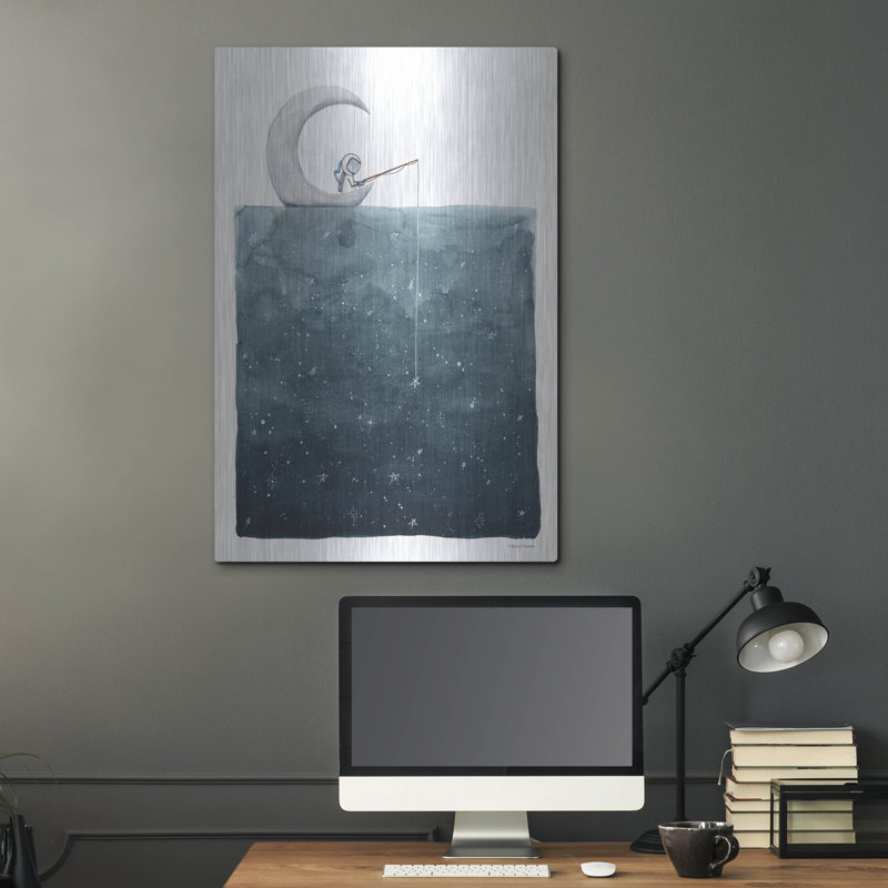 «Pêche pour les étoiles» par Rachel Nieman, art mural en métal, 24 po x 36 po, H 36 po x l 24 po