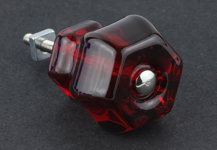 (5 Pack) 1-1/2 inch Antique Knob, Ruby Red