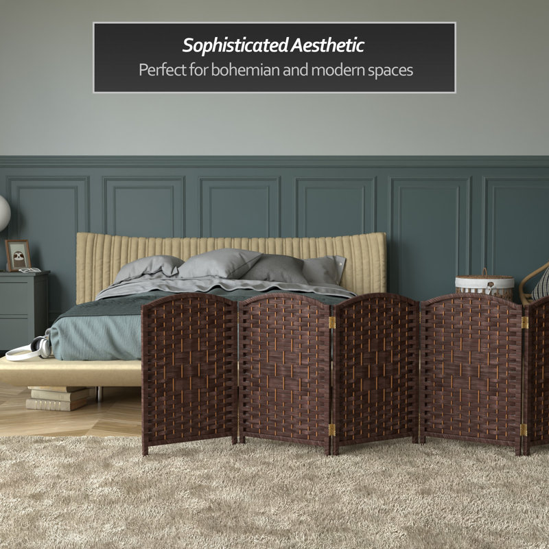 2 Ft. Tall Diamond Weave Fiber Room Divider - Dark Mocha - 8 Panel, Dark Mocha, 8, 2 ft