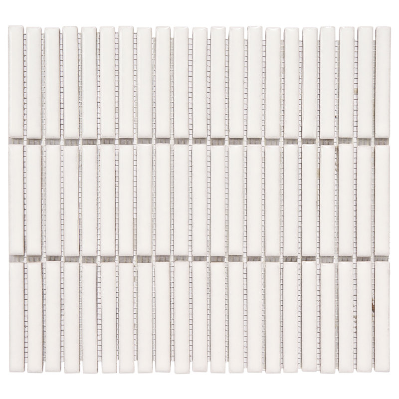 0.5" x 3.6" Porcelain Brick Joint Mosaic Wall & Floor Tile, White
