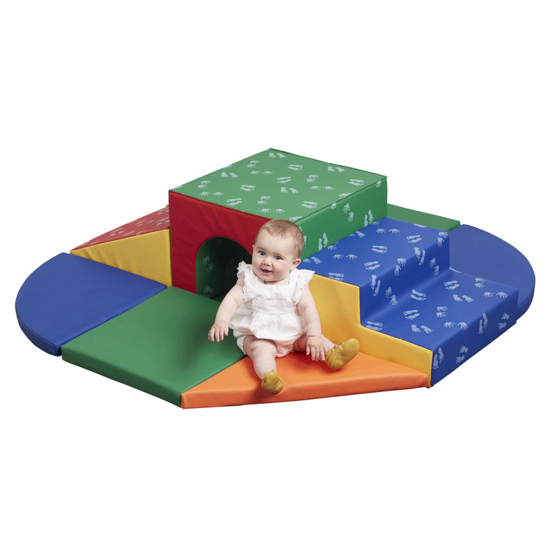 ECR4Kids SoftZone Lincoln Tunnel 360 degrés, ensemble de jeu pour tout-petit, 9 pièces, Bleu / vert / rouge / jaune / orange