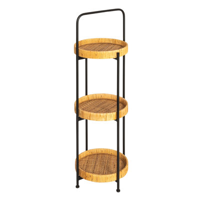 Kesini Modern Arched Metal Plant Stand Or Shelf With 3 Round Removable Rattan Trays by Latitude Run
