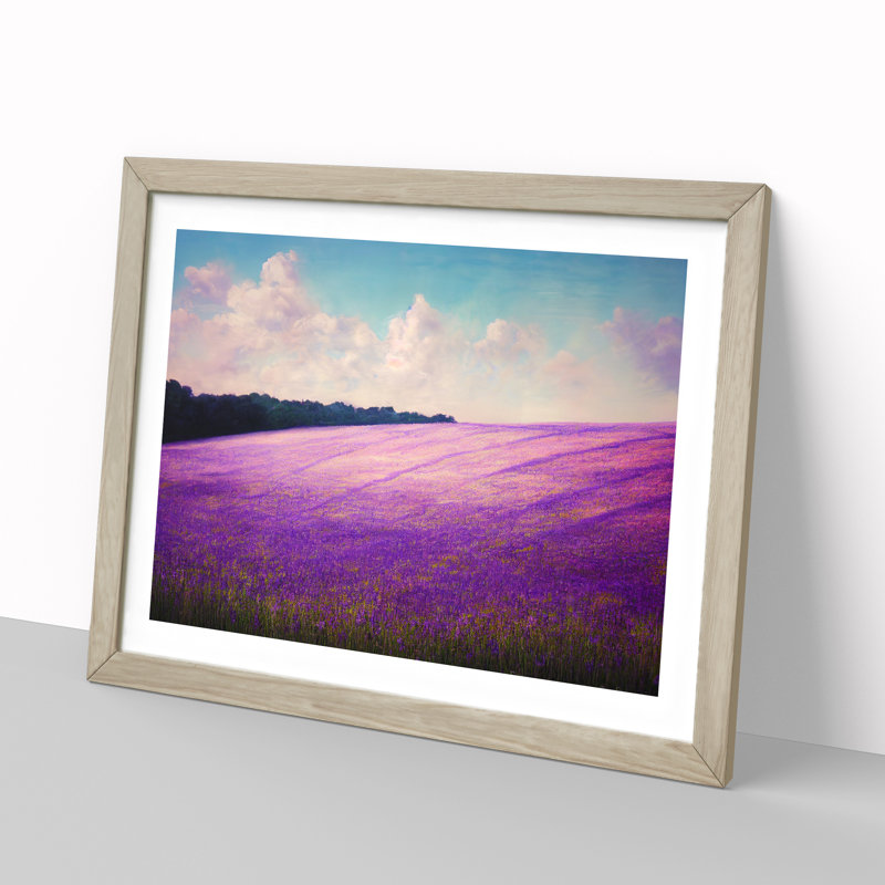 Dynamic Bluebell Field 1 Piece Single Picture Frame Painting, 34cm H x 46cm W x 2cm D, Oak