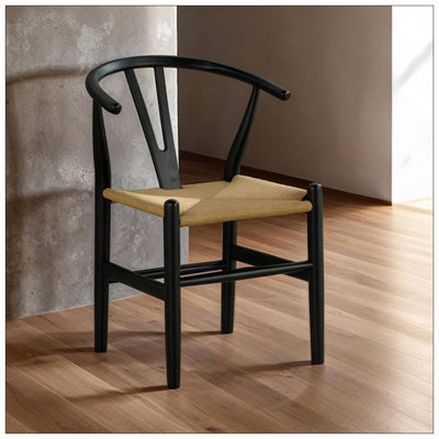 Chaise de salle à manger en bois noir 2 pièces