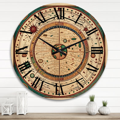 Ancienne horloge murale géante en bois ancienne carte de la galaxie VI