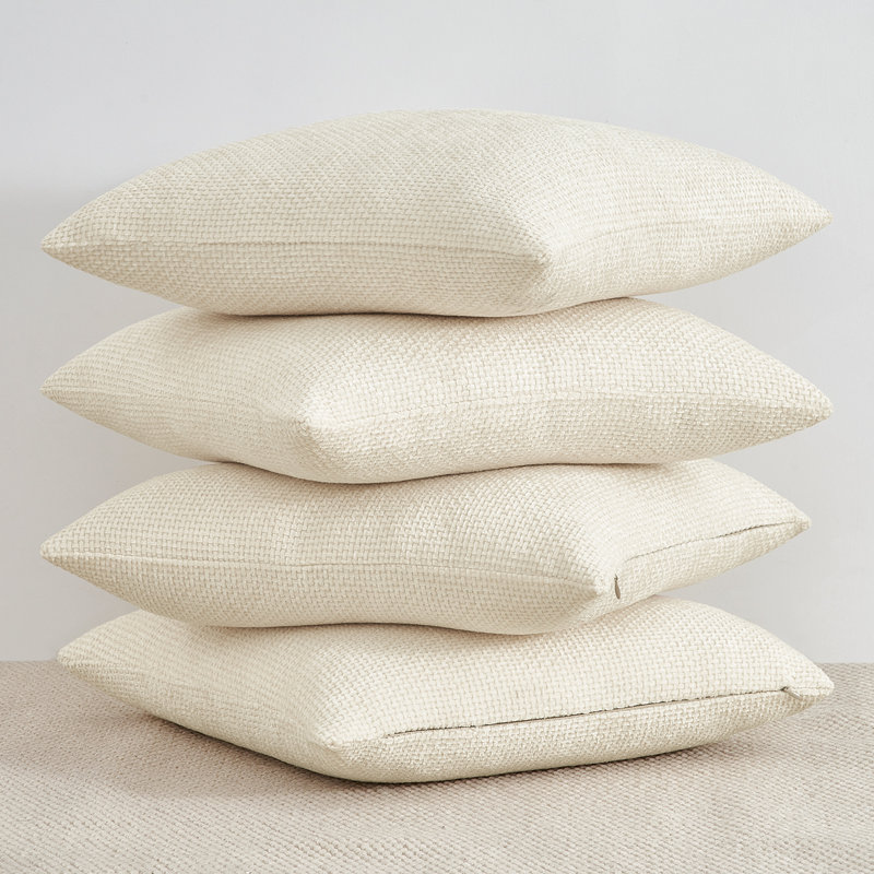 Throw Pillow Covers 20x20 Inch Soft Decorative Chenille Pillow Covers Cushion Covers, Square 20", Off white