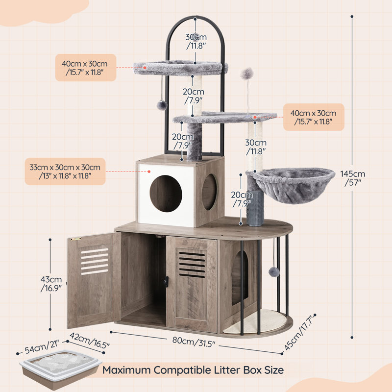 57'' Tall Fisk With Litter Box Enclosure